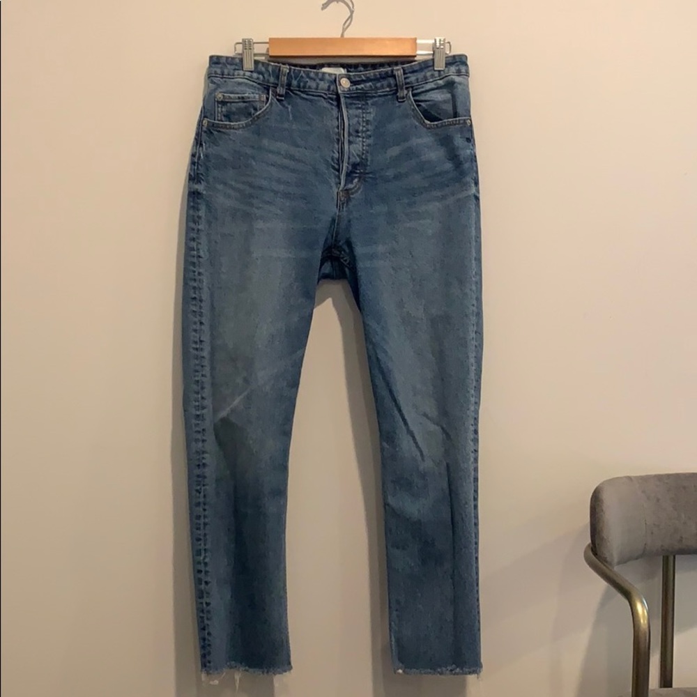 H&M high waisted raw hem jeans